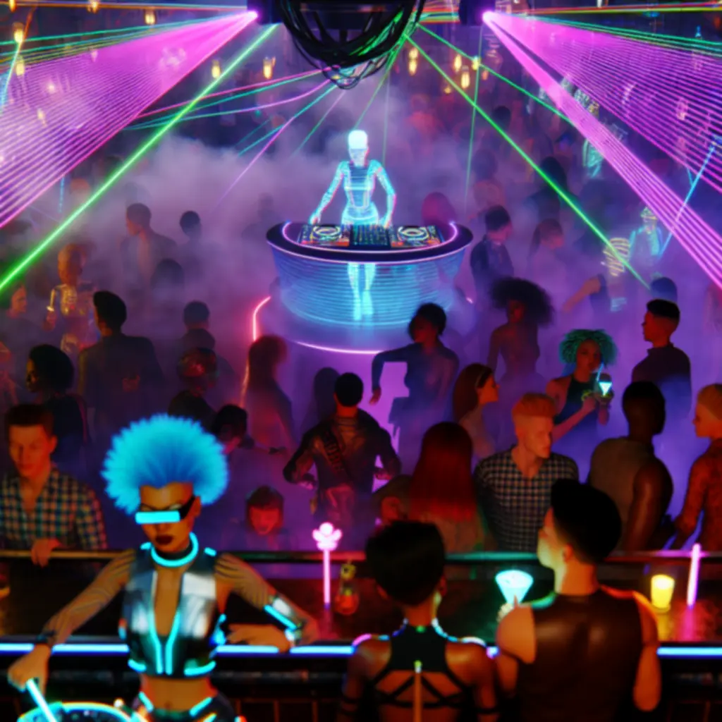 Dostawa w stylu cyberpunk, neonowy motocykl